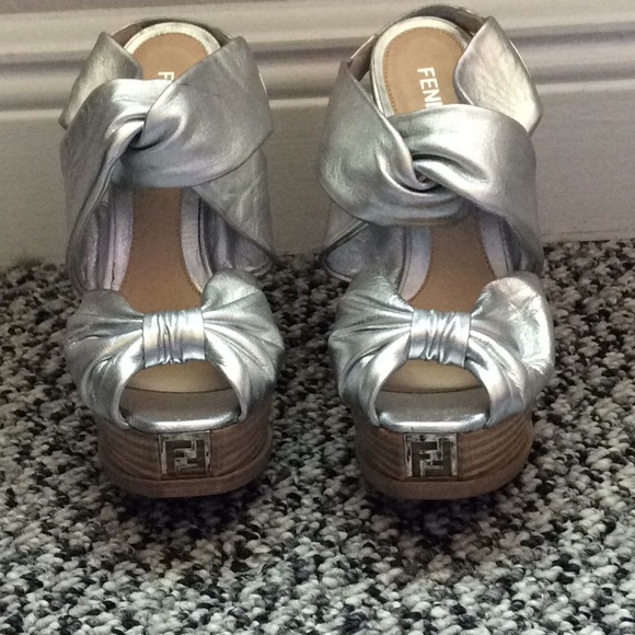 fendi silver heels